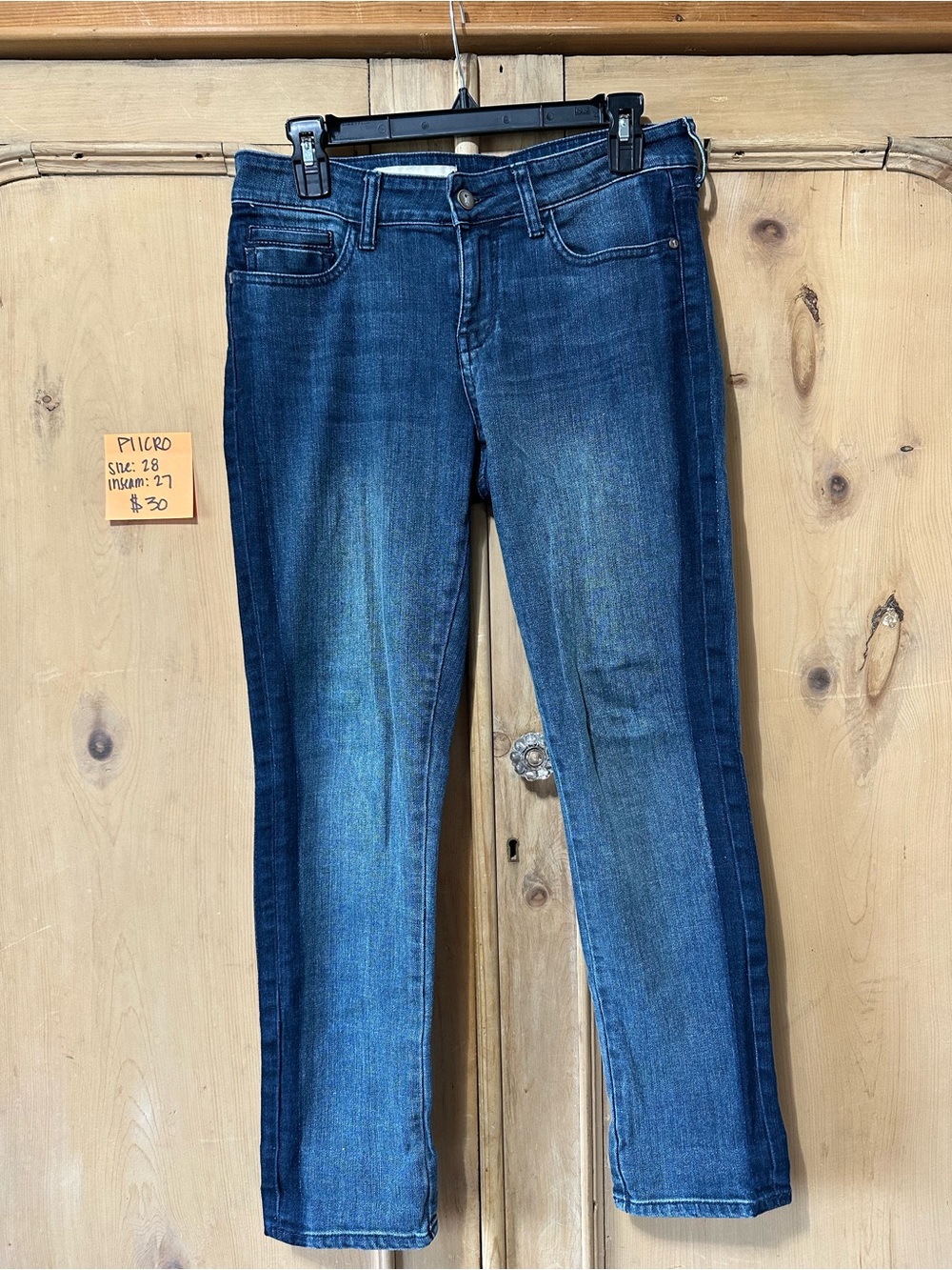 Pilcro Women's Blue Skinny Jeans with Dark Side Panels